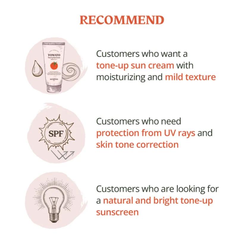 SKINFOOD Tomato Tone Up Sun Cream SPF50+ PA+++ 50ml Brightening UV Protection