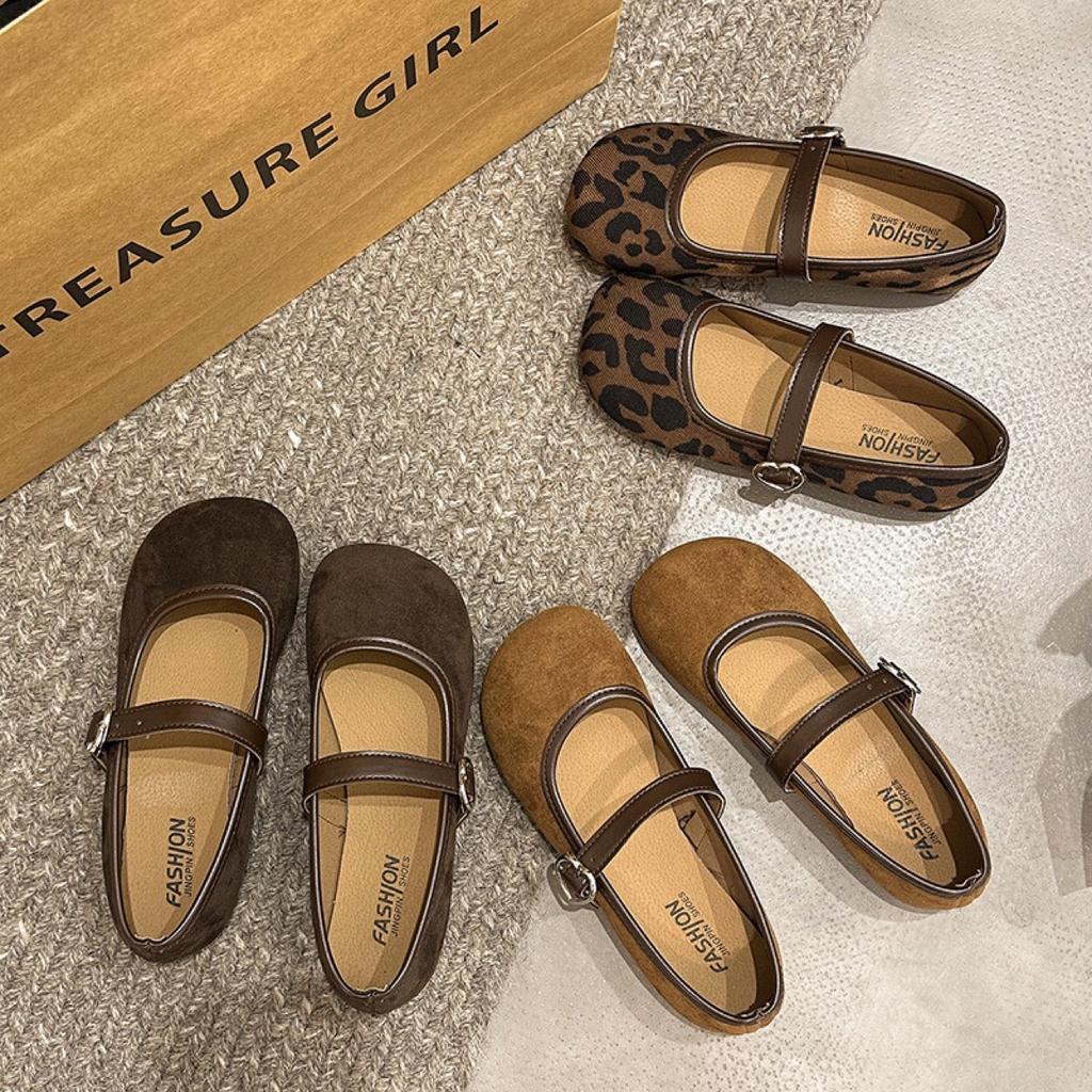 Large Size Soft-soled Mary Jane Shoes Spring and Summer New Mori Buckle Belt Shallow Mouth Flat-soled Single Shoes Doudou Shoes