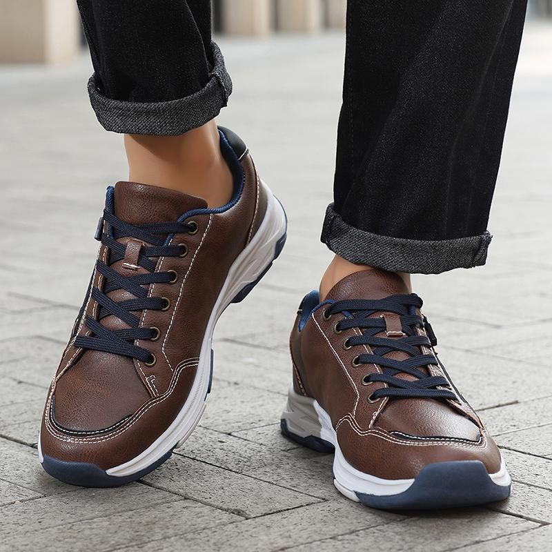 TUINANLE Mens Wide Fit Breathable PU Sneakers Casual Outdoor Flat Trainers Large Size 39-48 Soft Sole Non Slip Comfortable