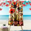 Colorful Flower & Heart Pattern Beach Towel Quick-drying for Travel Outdoor Sports Jogging Beach and Swimming