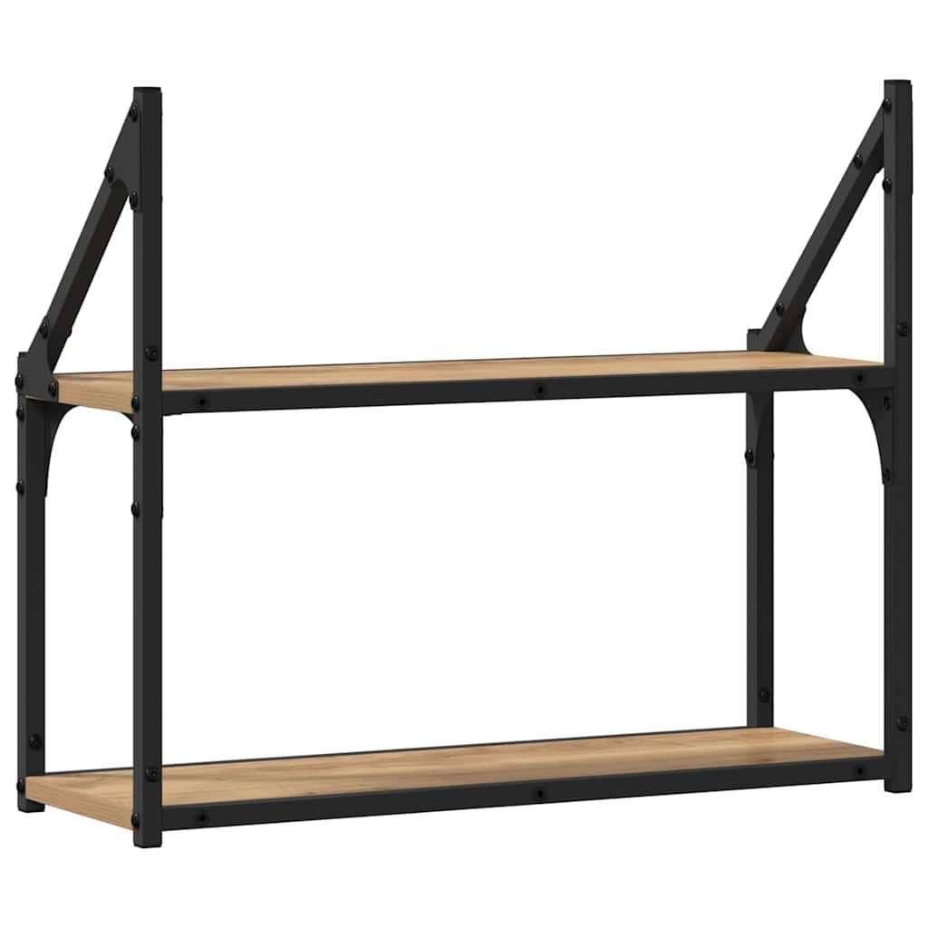 Estante de Pared con Estante Roble Artesano 60 x 21 x 51 cm Material a Base de Madera
