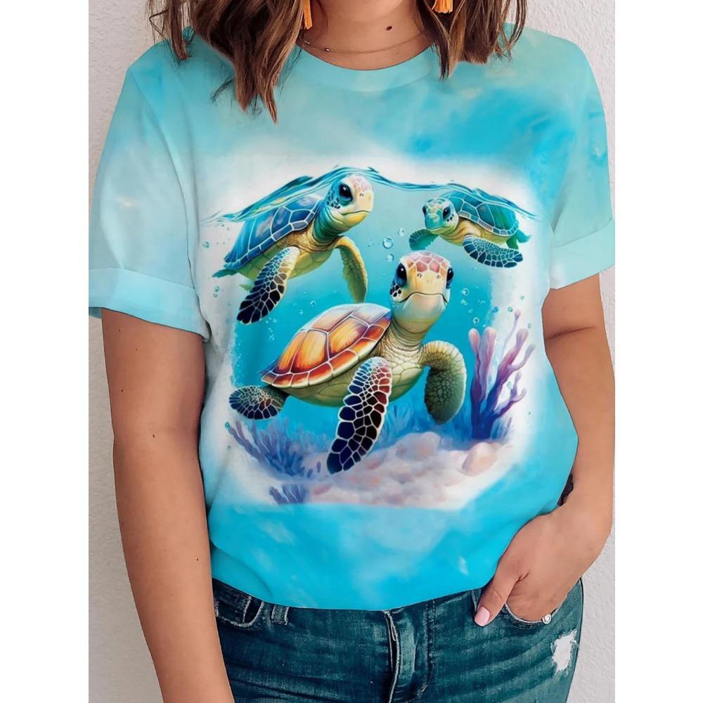 Summer T-Shirt Hawaiian Short Sleeve Tee Tops O-Neck Hawaii Women's Clothing