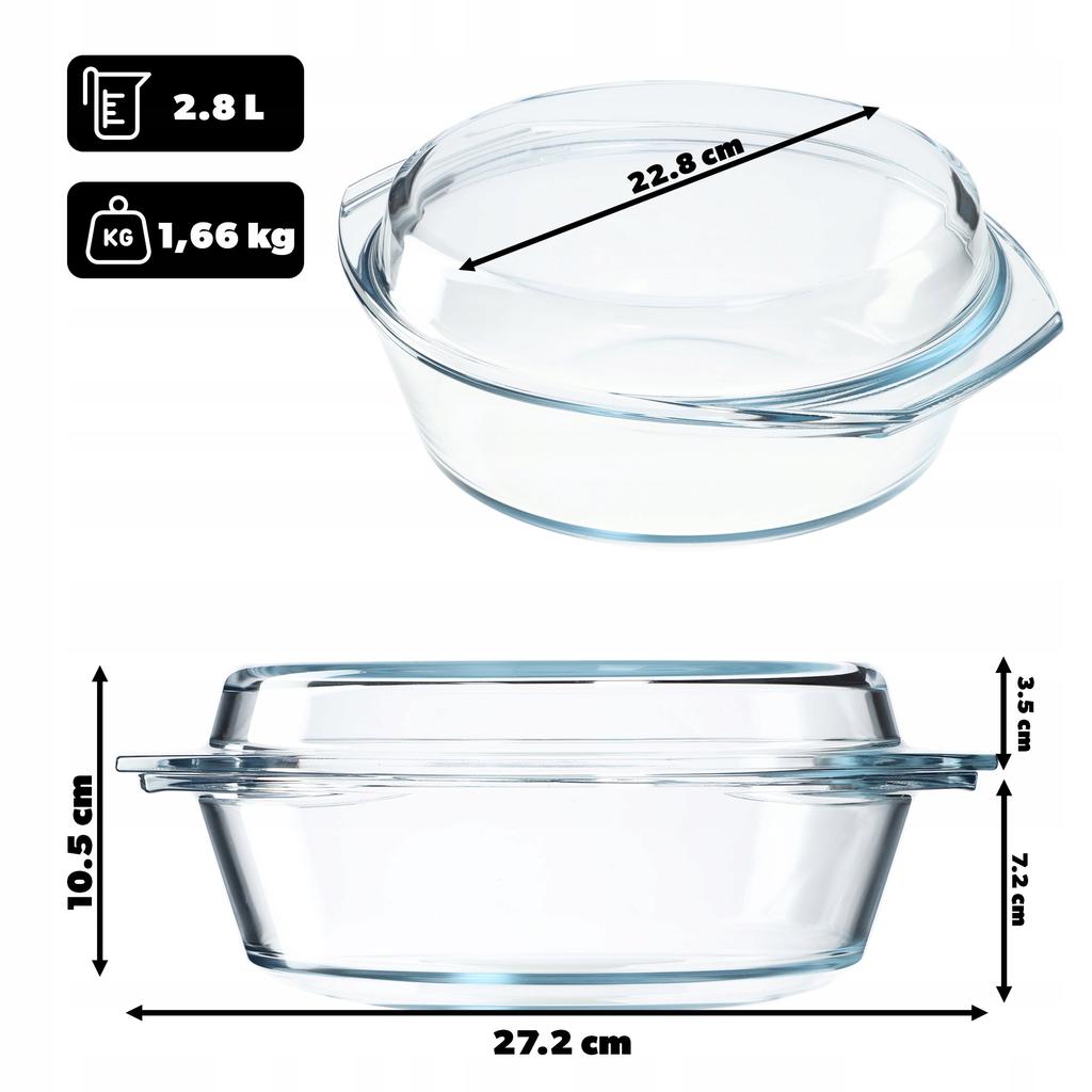 KADAX Heat-Resistant Dish with Lid for Baking Round Glass