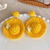 Cute Handmade Woven Sunflower Clip Earrings Raffia Flower Ear Clip for Women Beach Vacation Jewelry Gift Accessories Gifts