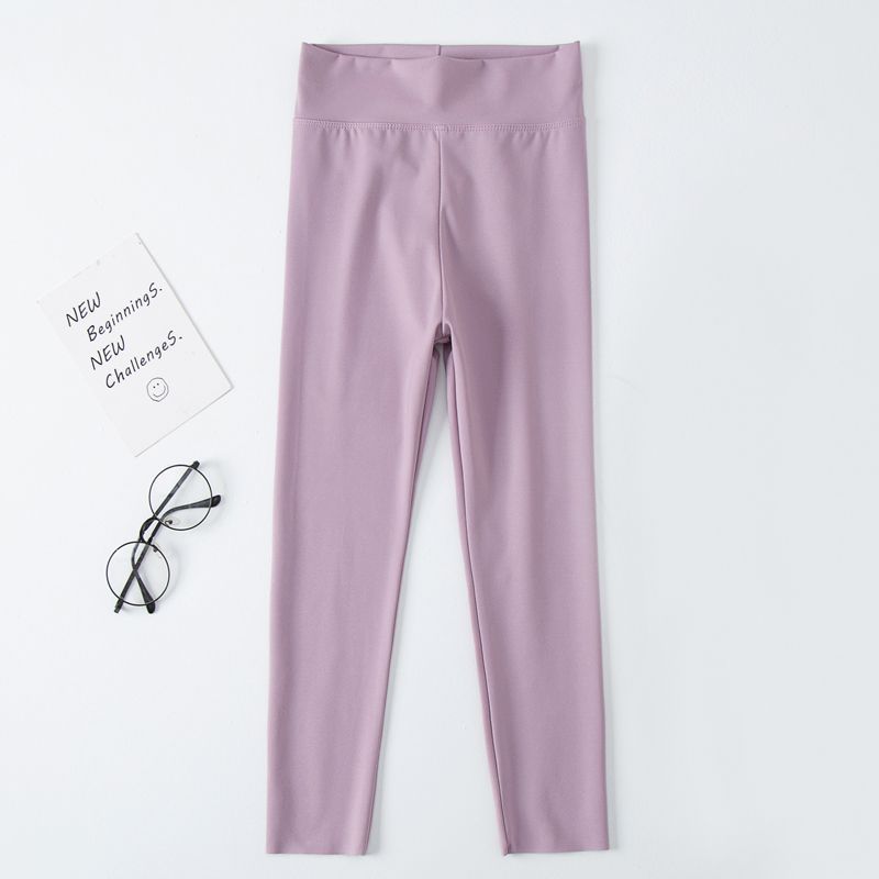 

Весенне-летние брюки для девочек, однотонные облегающие брюки с высокой эластичной нижней частью, облегающие длинные брюки 160 фиолетовый