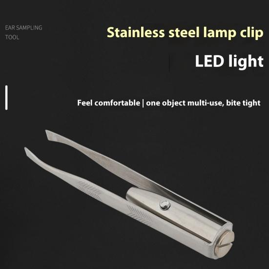 Stainless Steel Eyebrow Clip with LED Light Professional Lighted Eyebrow Tweezers Eyelash Brow Hair Removal Clamp Women Makeup Tools