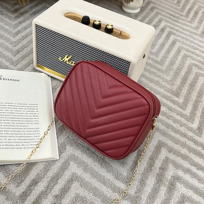 Small bag chain shoulder crossbody camera bag striped change mobile phone women's bag