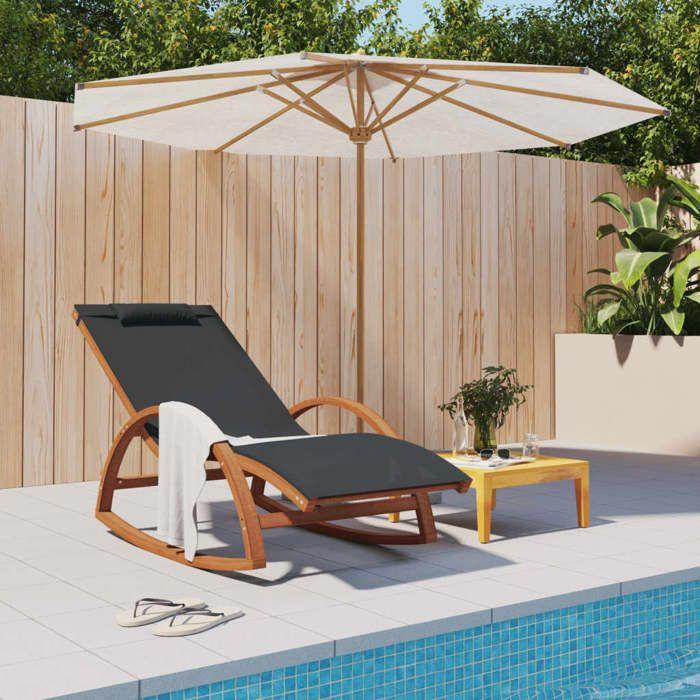 VidaXL Chaise à bascule textilène gris et bois de peuplier massif 363472