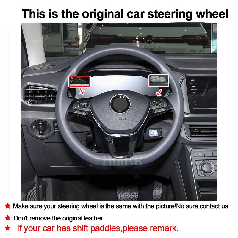 Hand Sewing Car Steering Wheel Cover Braid on the Steering wheel For Volkswagen Golf 7 Mk7 2012-2020 VW T-Cross 2018-2025 2025