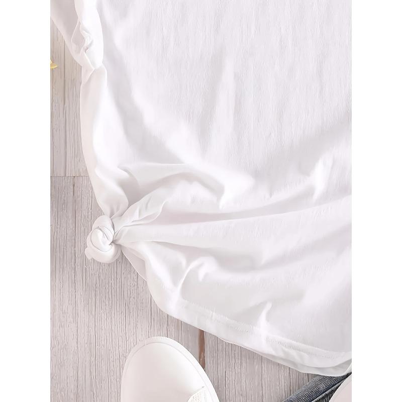 [Graphic Print T-Shirt] Graphic Print T-Shirt, Short Sleeve Crew Neck Casual Top for Summer & Spring, Women's Clothing