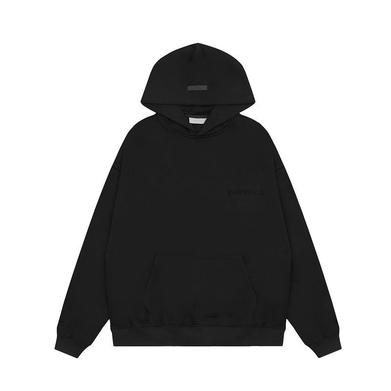 Mens Hooded Oversized Cotton Sweatshirt With Flocked Letter Print Warm Lined Casual Pullover