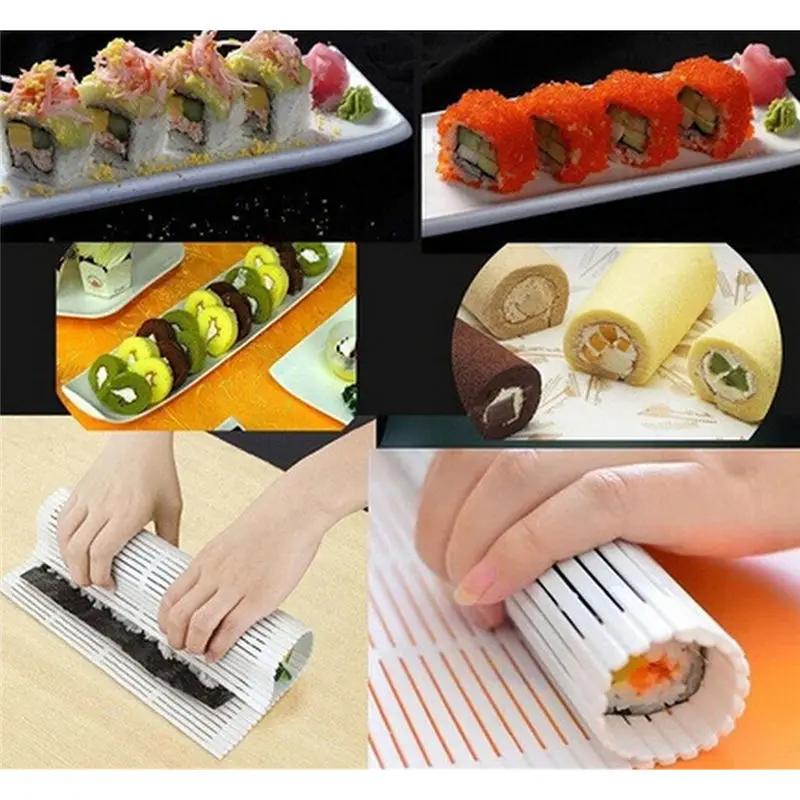 Sushi Rolling Mats Non-Stick Sushi Making Tool Washable Reusable Sushi Roll Mold Mat DIY Food Rice Rolling Maker Cake Roll Pad