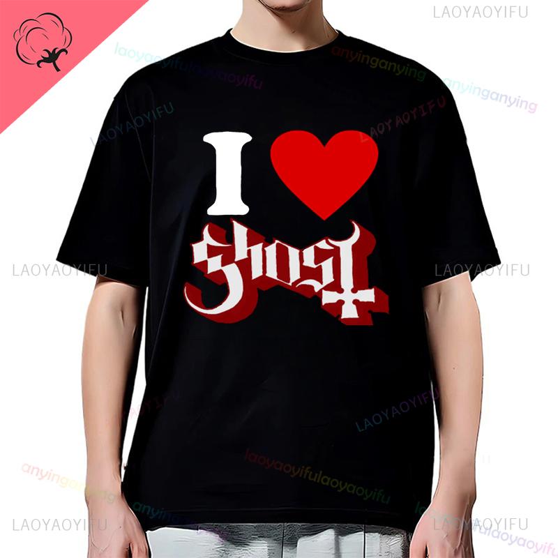Y2K-Ghost-Band-T-shirt Mens Rock Band Graphic Pattern Cotton T-shirt Casual Vintage Horror Style Harajuku Short-sleev Women Top