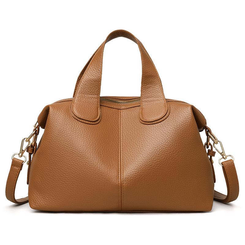 

Женская многослойная сумка большой вместимости, повседневная, из мягкой кожи, для поездок на работу, одно плечо, через плечо светло-коричневого