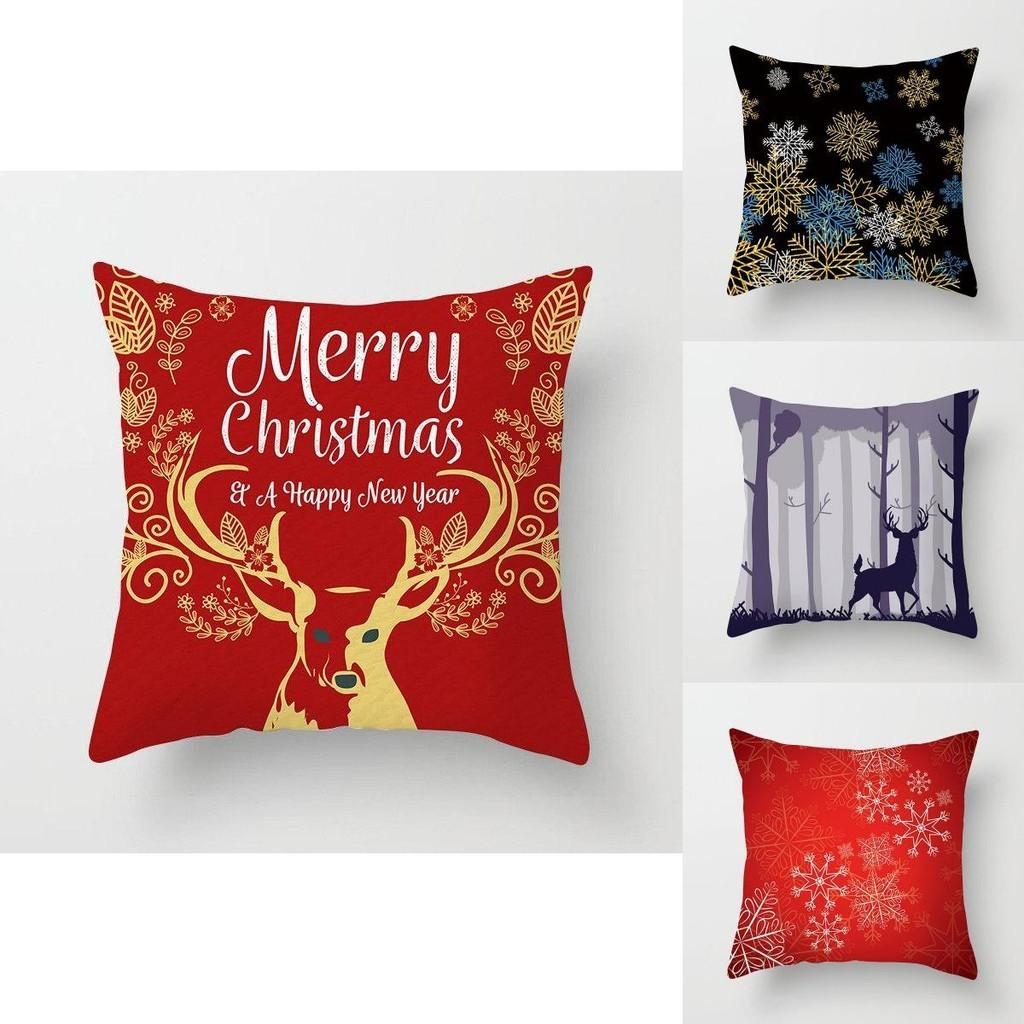 Elegant Xmas Cushion Cover Featuring Colorful Snowflake And Reindeer Designs