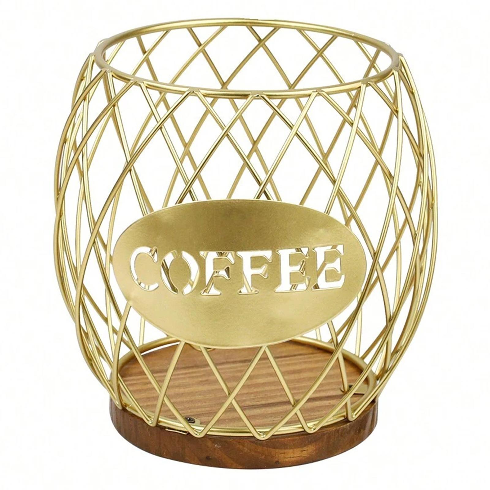 

Letter Design Coffee Capsule Holder Hollow Iron Rack Snacks Candy Metal Storage Basket A