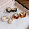 Maillard Smudged Resin U-shaped Basket, Ear Buckles, European and American Retro Temperament Earrings, Autumn and Winter Premium Earrings.