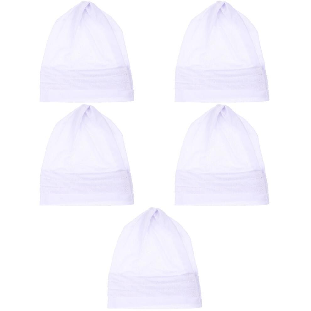 5Stk Atmungsaktive Baumwoll Schlafhaube Weiß Komfort Bonnet Für Damen