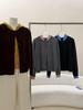 Women's 2026 Spring Double-Breasted Hooded Wool Cardigan Sweater - Color Block, Fake Two-Piece Design