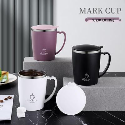 304 Stainless Steel Insulated Coffee Mug with Lid - Double-Layer, Portable, Colored Cup for Office or Outdoor Use.