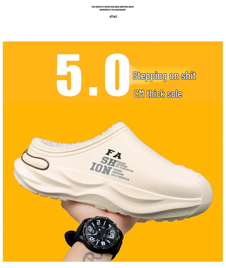 Winter Couple Velvet Warm Soft Sole Cotton Slippers - Thickened Half Slippers for Women, Postpartum Care