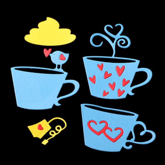 Lot de 5 pochoirs de découpe en métal pour sachets de thé et tasses à café, pour scrapbooking, DIY