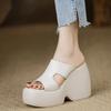 Fashion 2025Ladies Shoes High Quality Open Toe Summer Simple Solid Outdoor Casual Platform Wedge Slippers Zapatos De Mujer