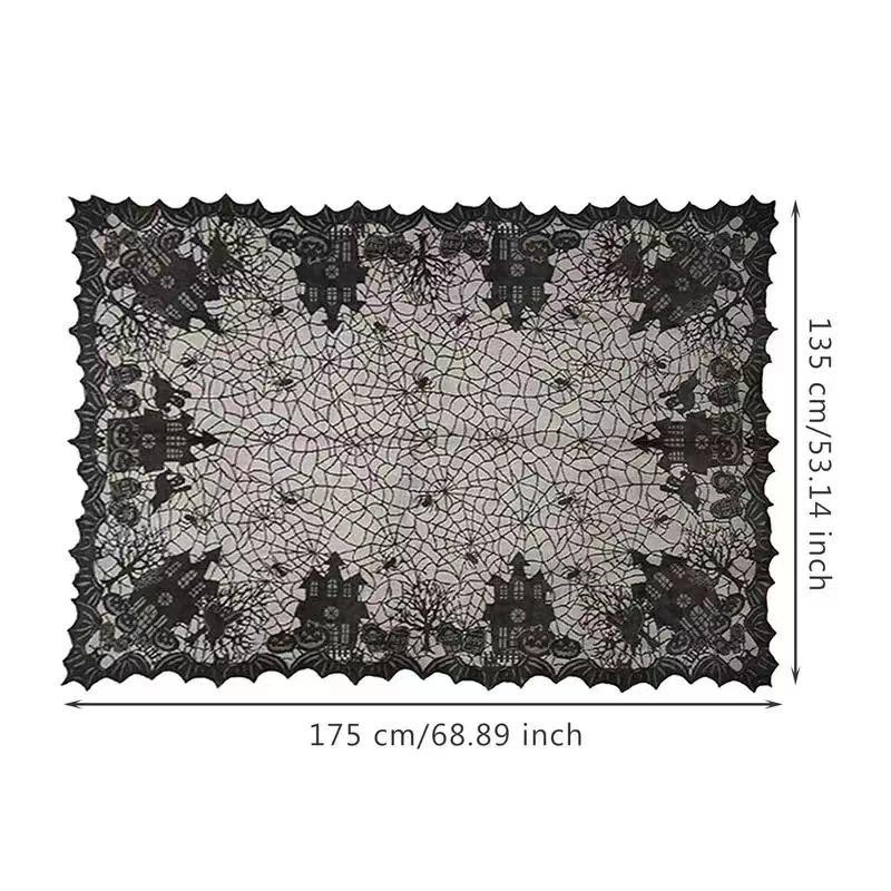 Halloween Spider Web Lace Tablecloth Simple Black Haunted House Skull Pumpkin Table Cloth for Party Home Decoration Table Decor
