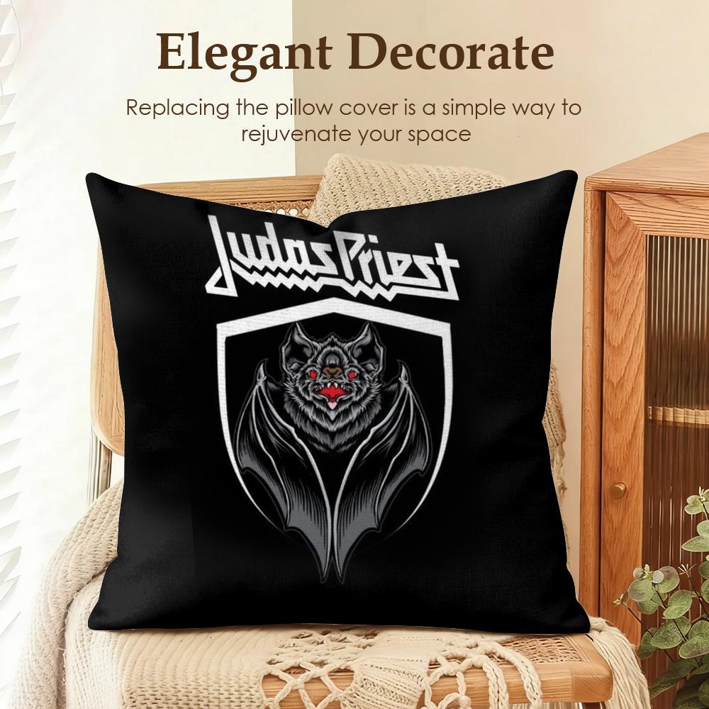 Band JJudas PPriest Cushion Cover Natural Linen Organic Fabric DoubleSided Printing Sofa Home Decor Gift Pillow Case