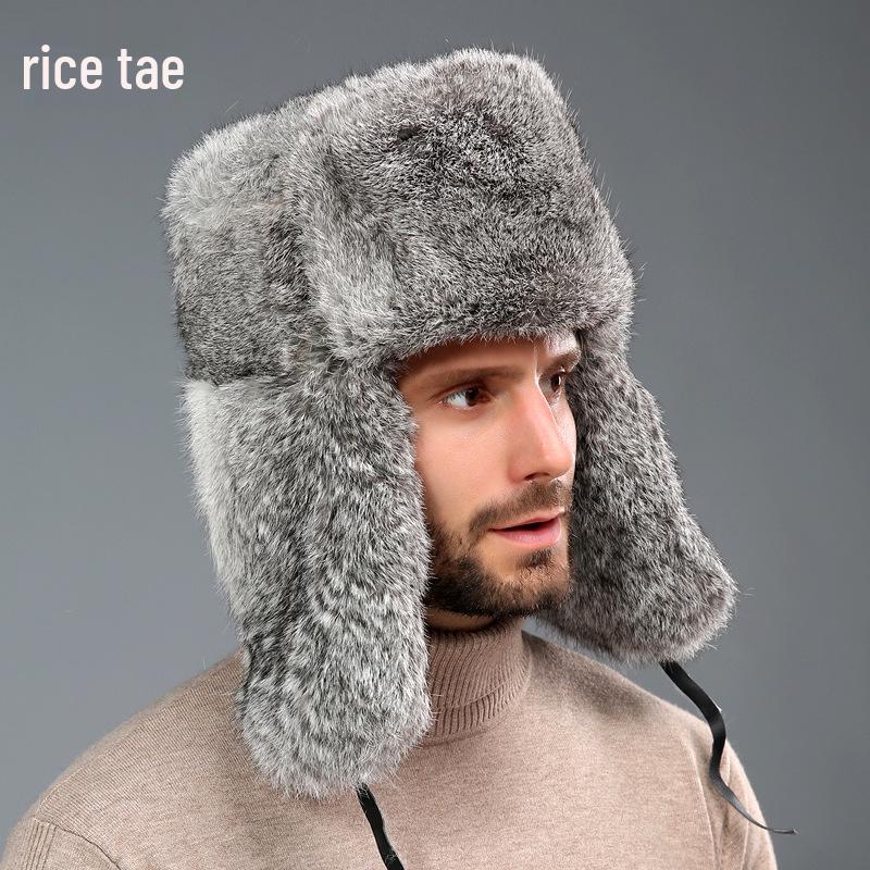 Men's Winter Faux Rabbit Fur Lei Feng Hat with Ear Protection - Warm, Thickened for Elderly and Outdoor Use