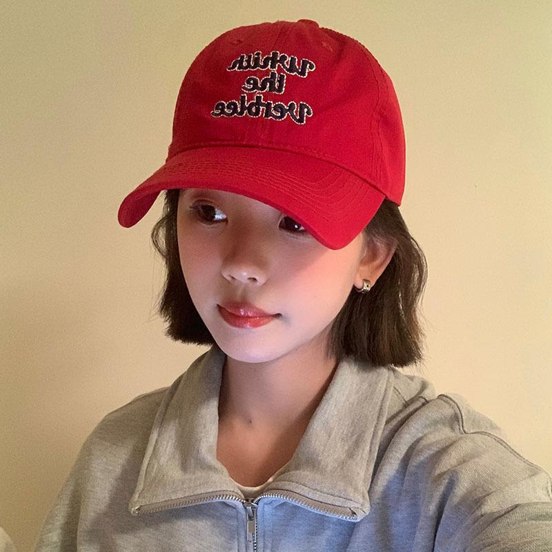 Spring and Autumn Couple with Curved Brim and Big Head Circumference Showing Face Small Versatile Letter Baseball Cap Versatile Soft Top Sun Hat