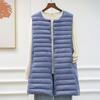 Autumn and Winter New Round Neck V-Neck Women's Mid-length Down Vest All-match Fashion Slim-fit Mother's Mid-length Ware