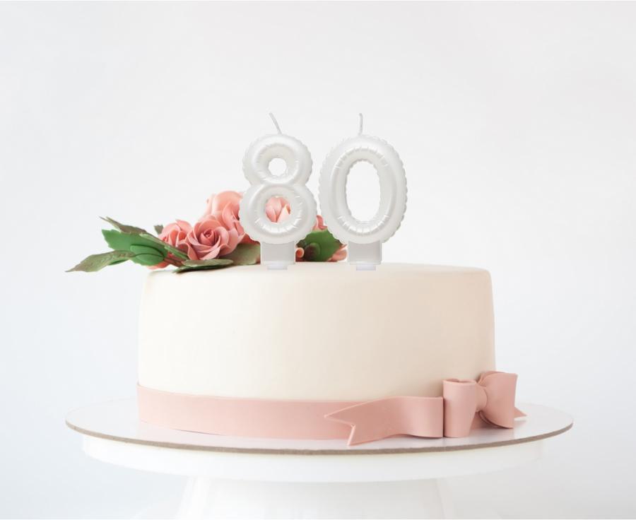 Candle Number 8 Eight Pearl White 7cm