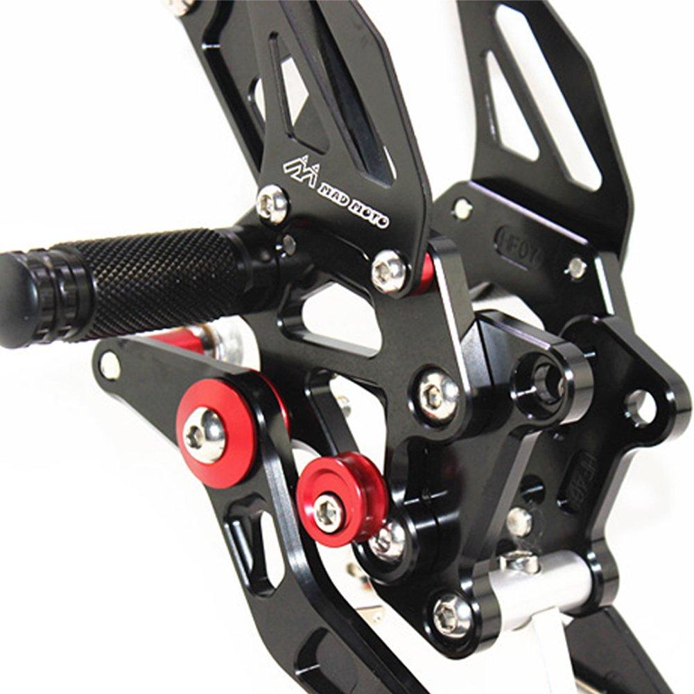 SUKIRACING Adjustable CNC Rearsets for NINJA250R EX250 EX250K EX250R 2008-2012 (Black)