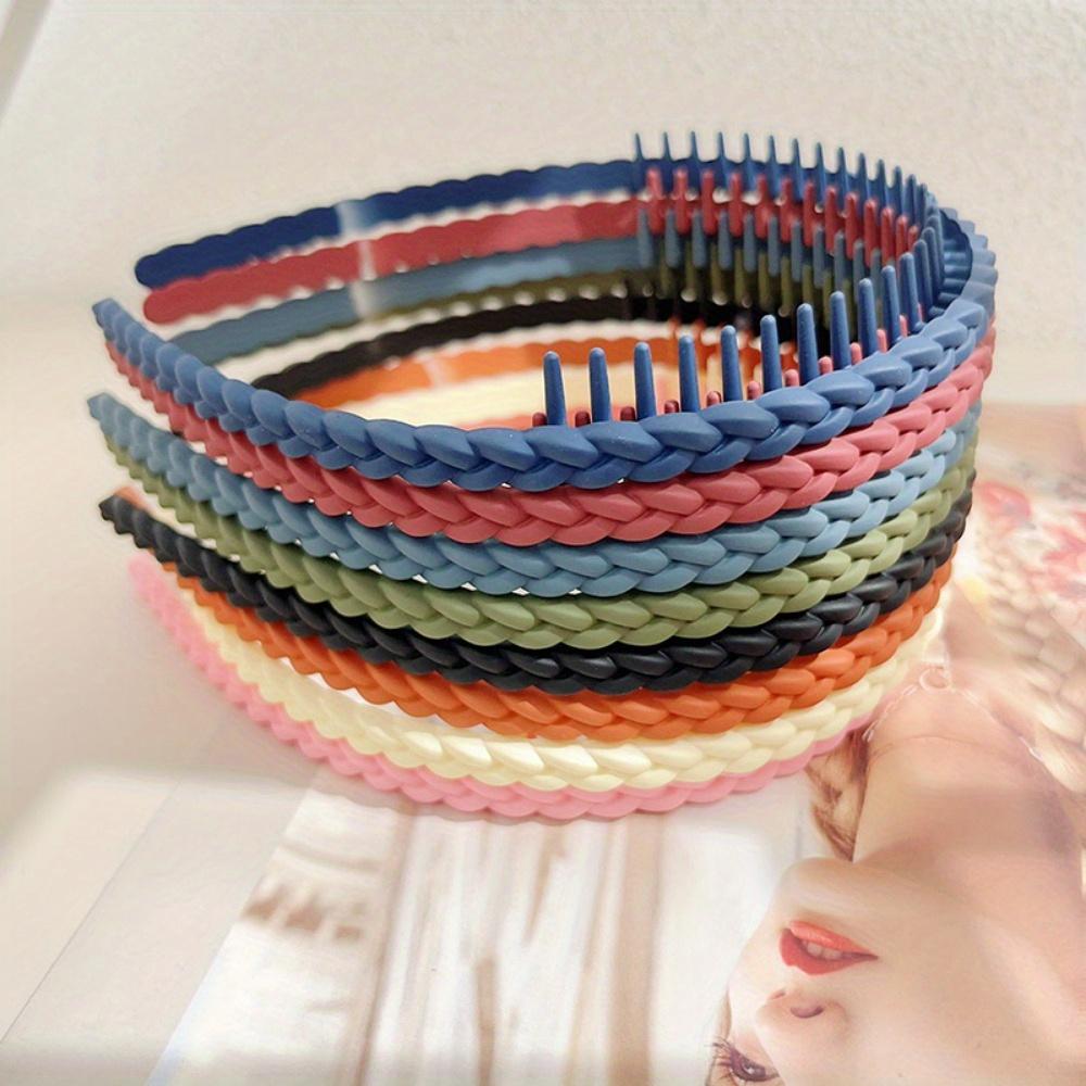 Modisches, gedrehtes Kreuz-Stirnband aus Kunststoff für Frauen und Mädchen mit Zähnen, rutschfest, flexibel, Gesichtswasch-Haar-Styling-Zubehör, neu