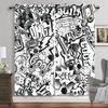 Animated Gamepad Switch Drapes designed for Boys Bedroom Space Graffiti Words Video Games Window Drapes Game Players Living Room Decoration