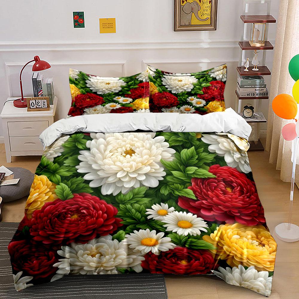Floral Pattern Set For Home Decor Kid'S And Adults' Bedroom Decor, Exquisite Three-Piece Bedding Set Gift