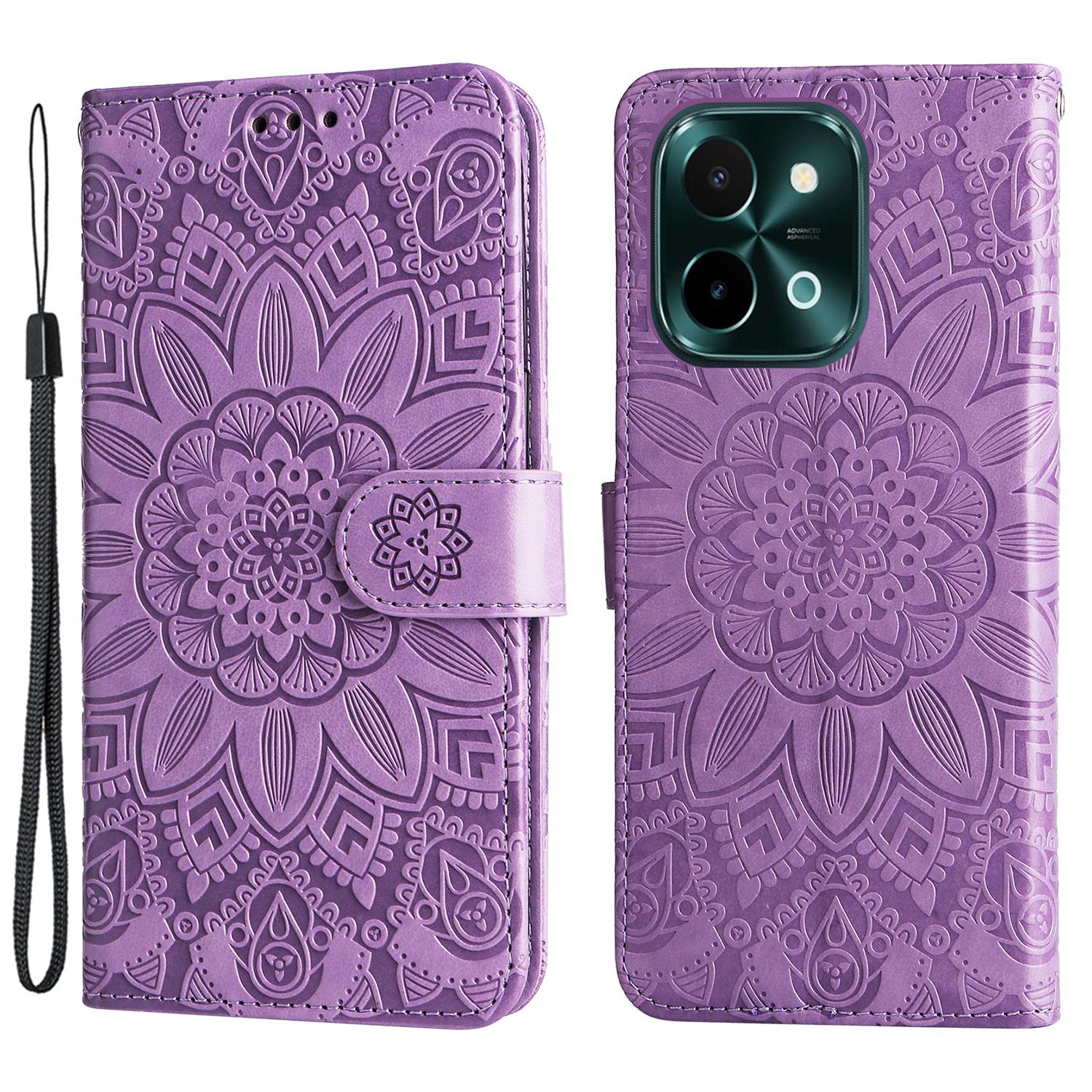 

For vivo Y28 4G/iQOO Z9x 5G Case Sunflower Leather Phone Wallet Cover C