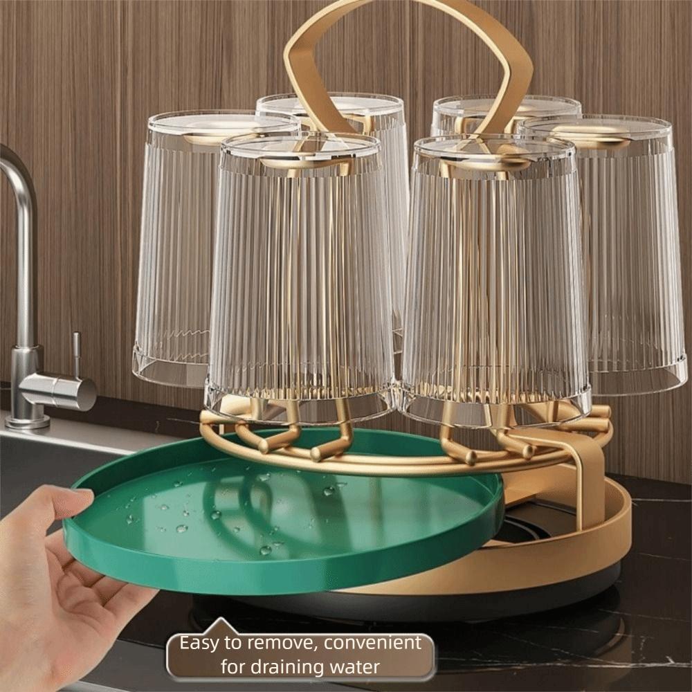 6 Hooks Cup Drain Rack Space-saving Cup Drying Rack Coffee Mug Rack Glass Holder  Counter Top