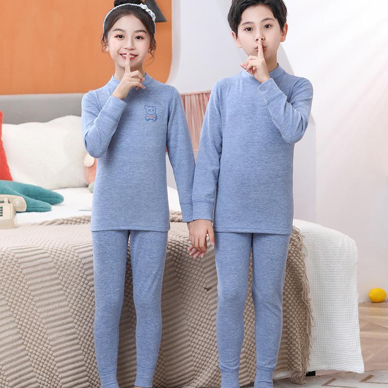 

German velvet seamless children s thermal underwear set boys velvet baby heating thermal clothing girls winter long johns 100 yards height 85-95CM