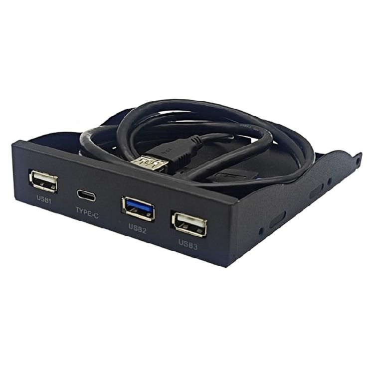 USB HUB USB 3.2 Type C USB 3.2 Front Panel  3.5mm Headphone Jacks Mic Expansion Desktop Adapter 3.5 "Floppy Bay