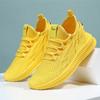 fashion Spring Yellow Casual Shoes Breathable Lightweight Sports Sneakers Women Lace-up 2024 Woman Fashionable Comfort Mesh Flat Shoes