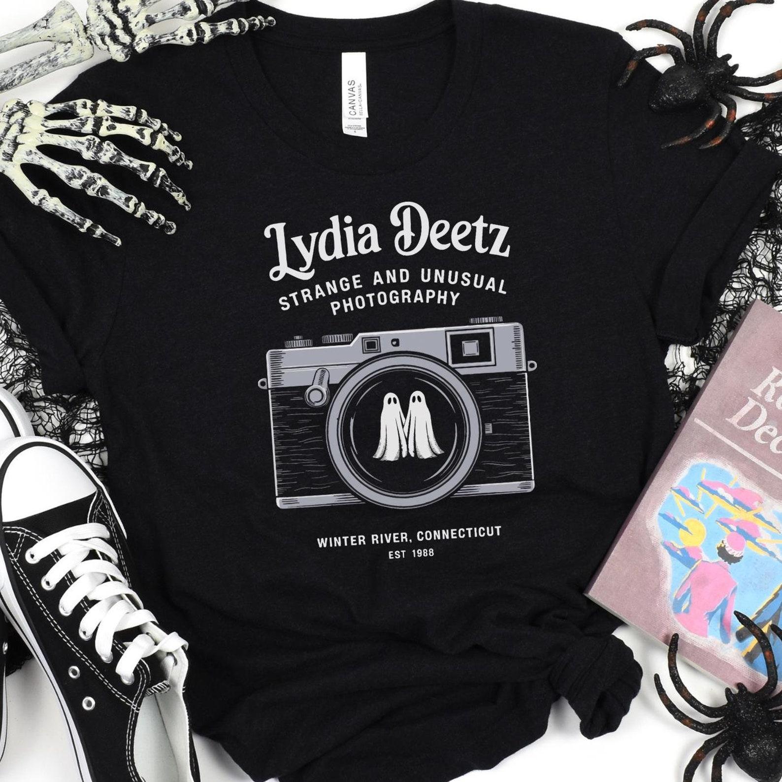 Lydia Deetz Strange & Unusual Photography T-Shirt - Vintage Gothic Horror Inspired Shirt - Perfect for Beetlejuice Fans, Halloween Lovers M
