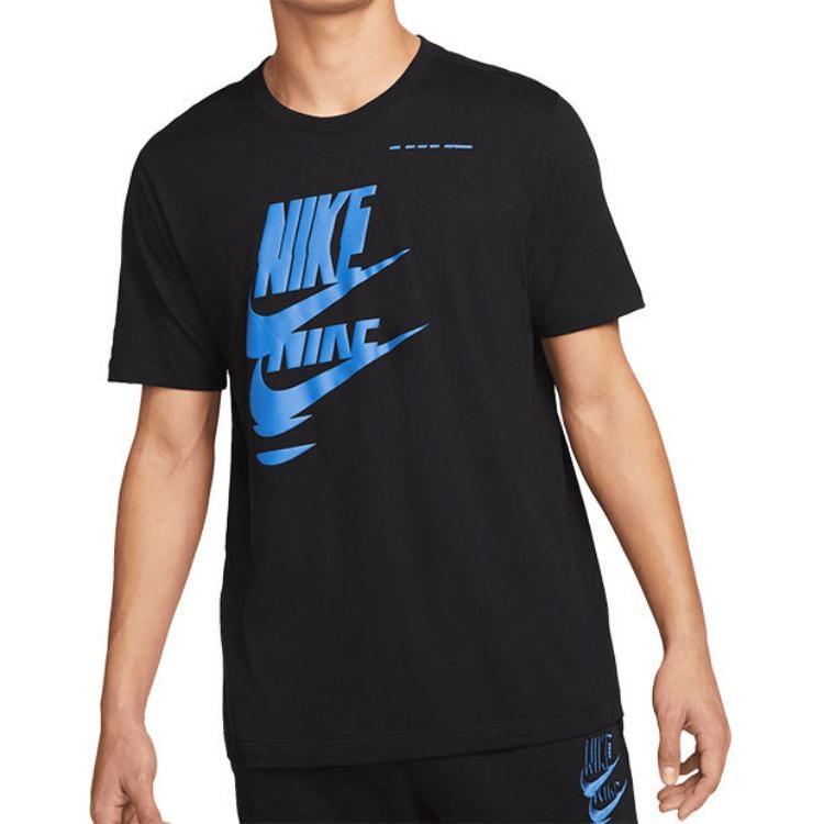 Men's Nike Chest Creative Printing Short Sleeve Black T-Shirt DM6378-010