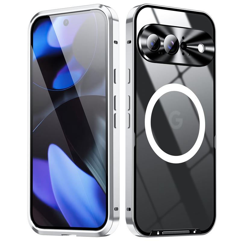 

Алюминиевый сплав рамка прозрачный магнитный чехол для Google Pixel 9 Pro XL 8 Pro 7A беспроводной зарядки тонкий ударопрочный прозрачный акриловый чехол для телефона Google Pixel 7 Pro серебряный