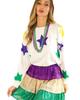 Azura Exchange White Mardi Gras Star Printed Long Sleeve Top