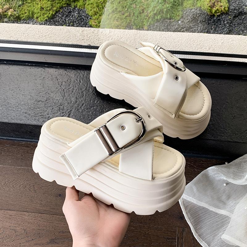 Fashion 8CM Fashion Buckle Wedge Sandals Women Outdoor Casual Platform Slippers Woman Non-Slip Sandalias Mujer Versatile Zapatos Mujer