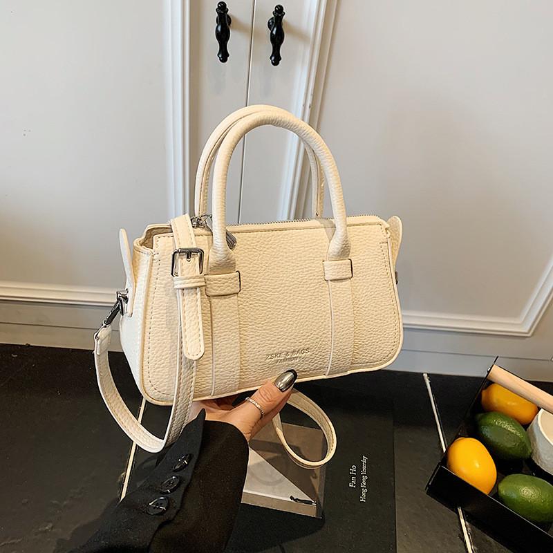 Pu Color Solid Small Crossbody Handbag Women Inner Pouch Zipper Top Bags Travel