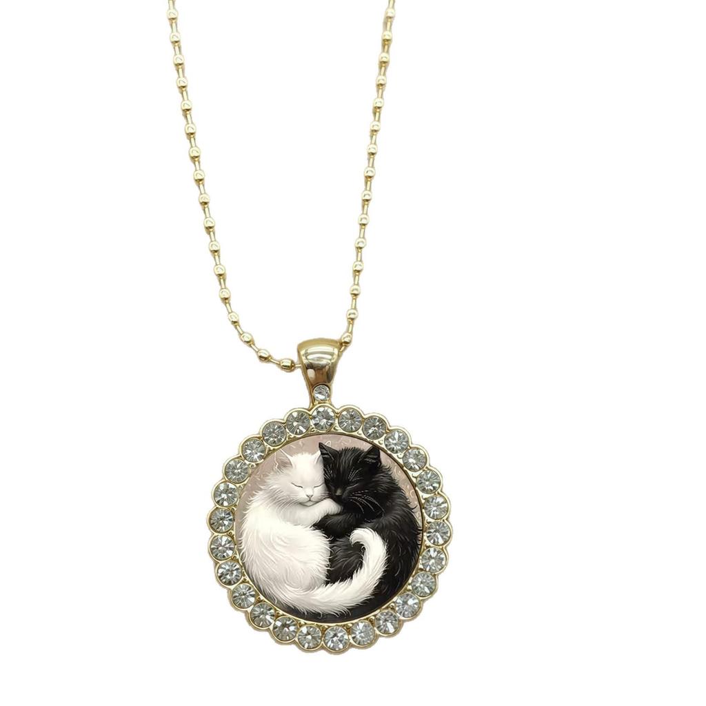 Black & White Cat Necklace - Versatile Festival Gift Jewelry