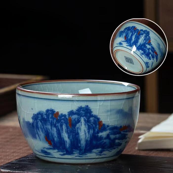 

Ceramic Cup Thousand Miles Jiangshan Tea Cup Single Cup Master Cup Gifts Household Tea Cup Single Drinking Tea Cup